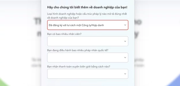 Cung cấp thông ty về công ty/hợp doanh bạn đang sở hữu